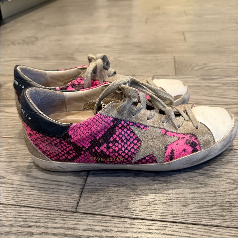 Golden Goose Leather Pink and Gray Sneakers